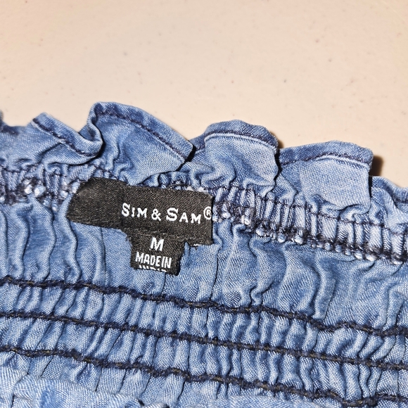 Blue Smocked Off-Shoulder Top - Picture 3 of 3